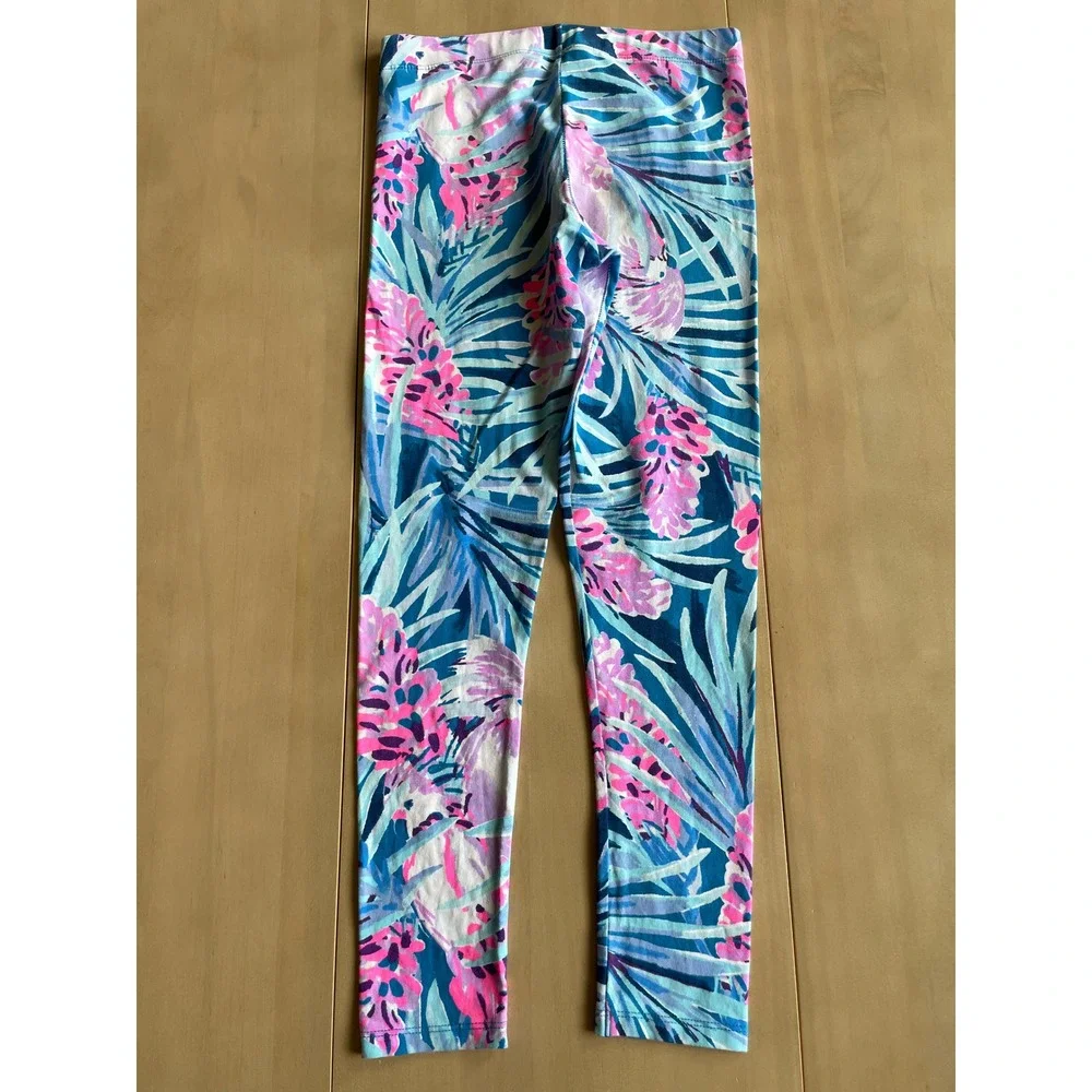 Lilly Pulitzer Cotton Leggings Girls Kids Sz LG (8/10) Mr. Peacock Tweetheart